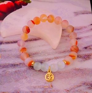 Handmade Matte Montana Agate/Selenite OM Bracelet